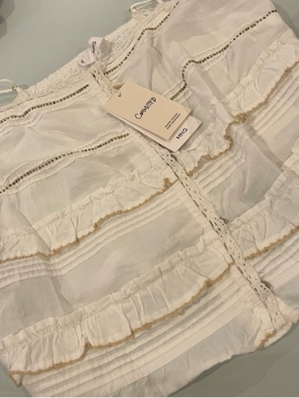 Mango Cream Ruffle Button-Front Cami - Picture 3 of 5